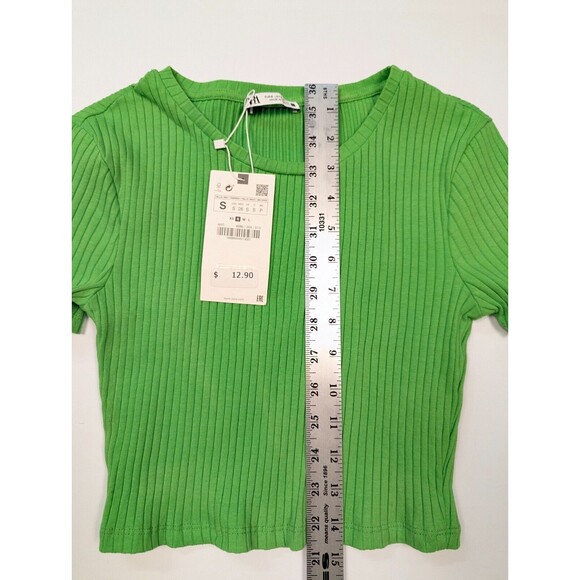 Zara Womens Green Crop Top Shirt Small NWT - Picture 5 of 5
